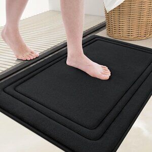NEW! Luxury black bath mat Memory Foam  Rug 24x16, Ultra Soft, Non-Slip